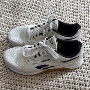 Reebok White and Black Nano X4 Shoes